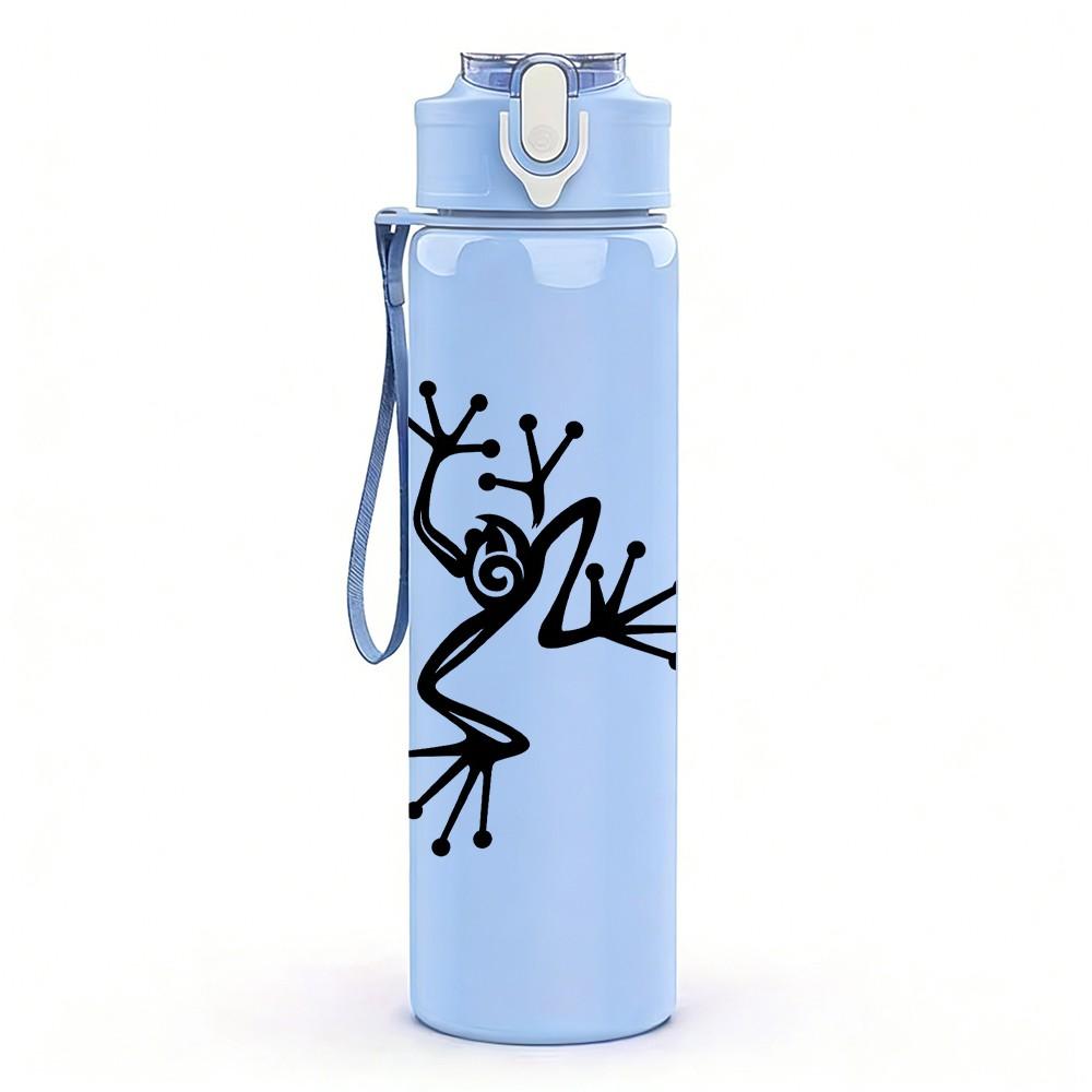 1PC Minimalist Frog Silhouette 750ml Color Plastic Sports Water Bottle Leakproof Flip Straw Lid Suitable for Sports Office Home Use