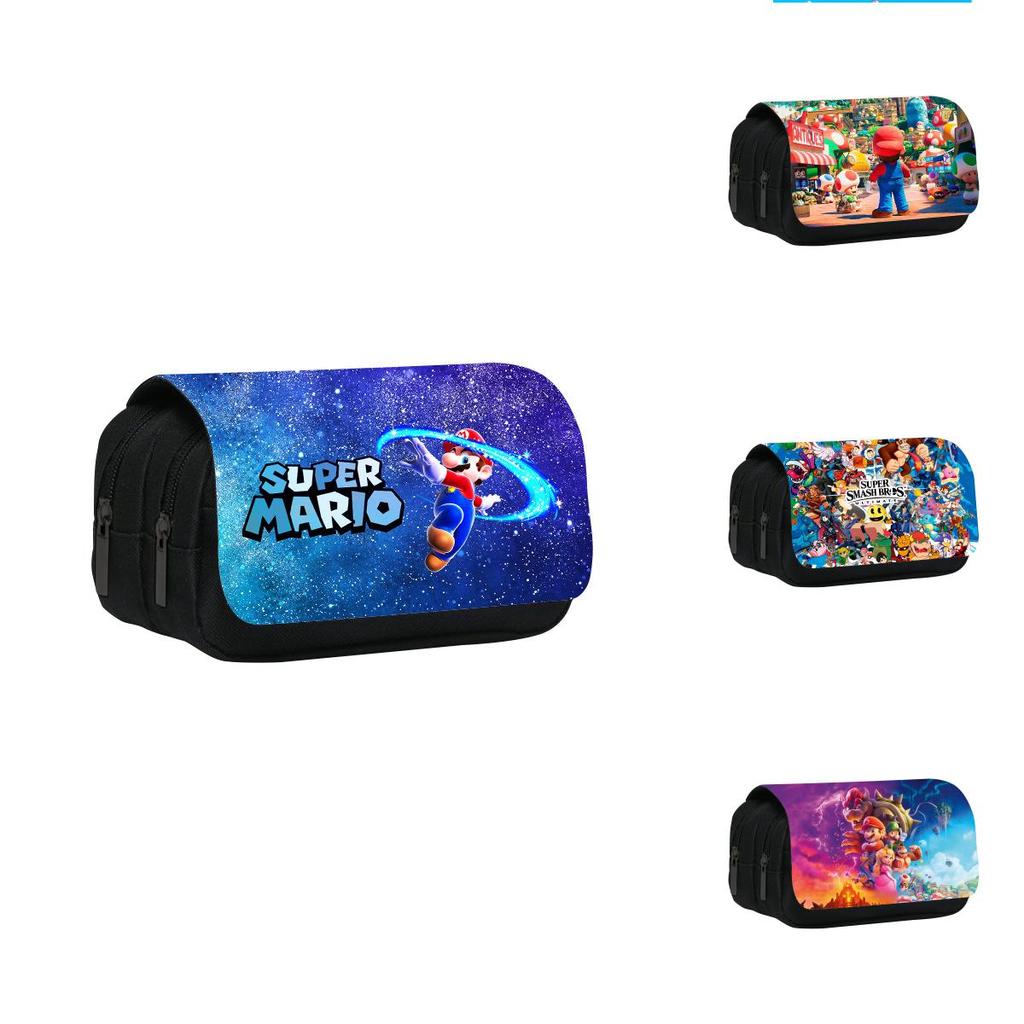 Trousse à Crayons Double Couche Mario Grande Capacité Pour Étudiants Organisateur de Fournitures Scolaires