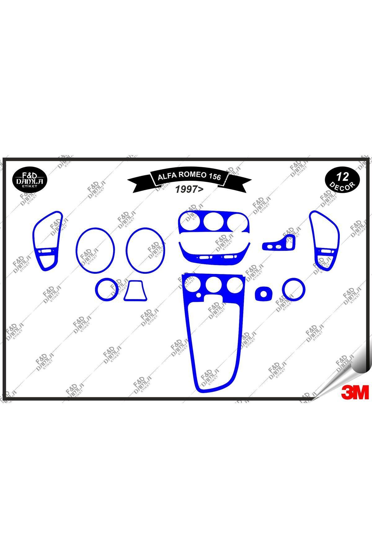 

Alfa Romeo 156 1997 Torpido Konsol Trim Göğüs Maun Kaplama Set 12 Parça Mavi
