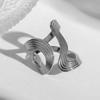 Stainless Steel Double Layered S-Shaped Open Rings Stylish Creative Minimalist Metal Statement Waterproof Jewelry for Women