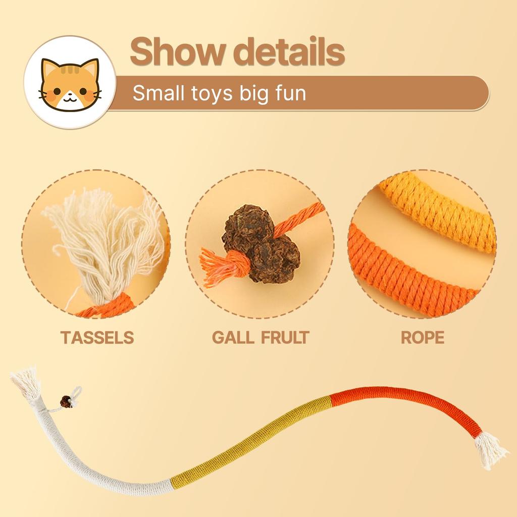 3Pcs Cat Rope Toys with Natural Refillable Catnip - Interactive Chew Tug Toy for Teething & Teeth Cleaning, Safe Catnip Toys