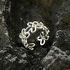 Floral Modern Pattern Open Ring For Women Adjustable Copper Design For Everyday Wear