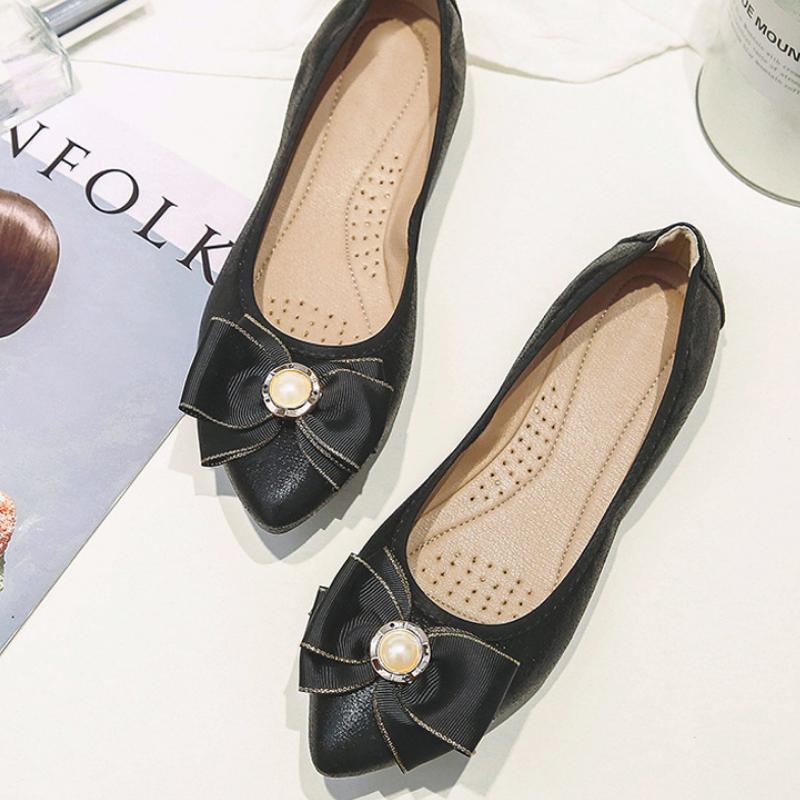 Women Foldable Ballet Flats Portable Travel Fold up Shoes Woman Round Toe Bowknot Slip On Casual Shoes for Spring Autumn WSH2476