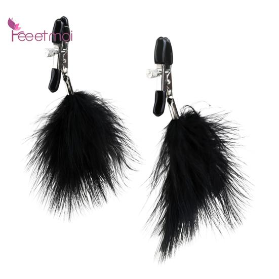 1 Paar mit Sexspielzeug für Erwachsene, exquisites Flirt-Metall-Titten-Clip-Spielzeug, Feder