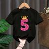 New Childrens Birthday Digital Cartoon Printed Summer GirlBoy Casual Comfortable Cotton Short Sleeved Tshirt Top