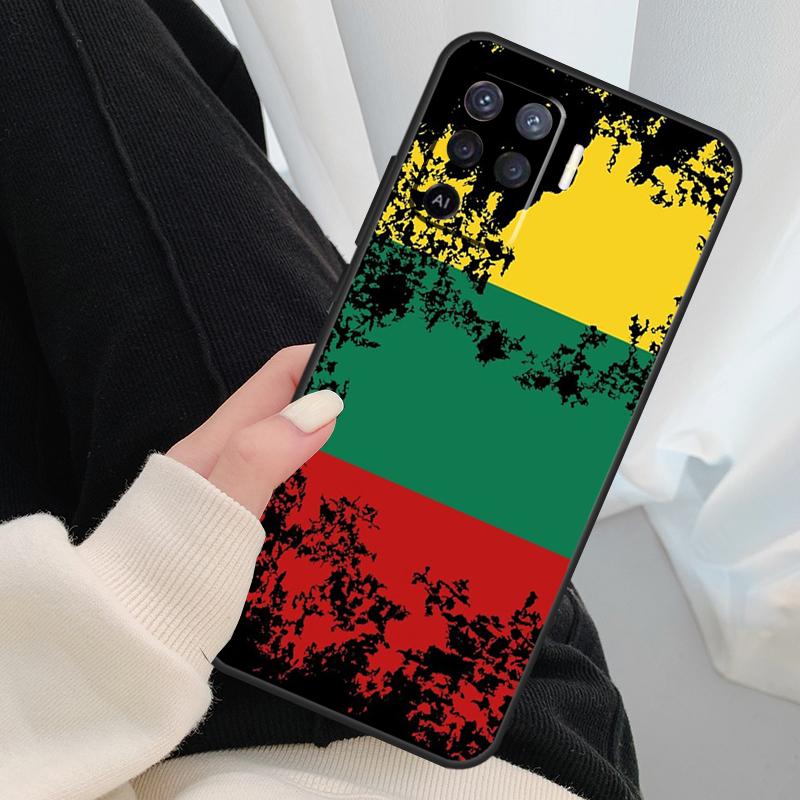 Fashion Lithuania Flag Case For Oppo A17 A57 A77 A40 A78 A54 A74 A94 A76 A16 A96 A18 A60 A80 A38 A58 A98 A15 A5 Pro