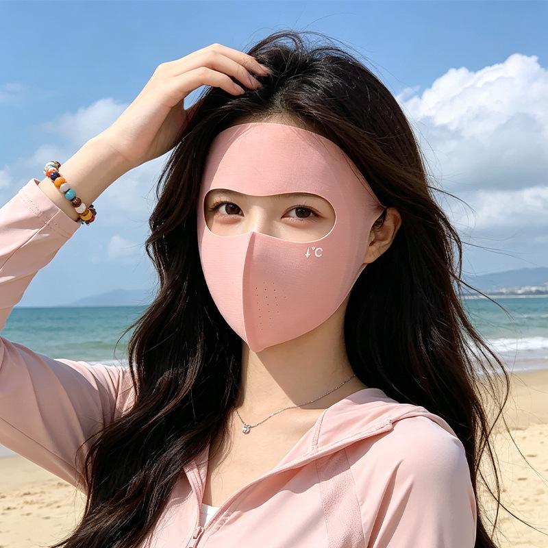 Summer Invisible Ice-Silk Sun Protection Face Mask for Women UV Protection Full-Face Cover Breathable Face Cover for Outdoor Cycling