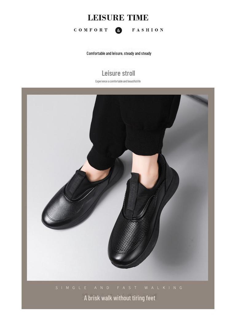 2024 Herren Leichte Leder Slipper - Runde Zehenpartie, Dicke Sohle für Alle Jahreszeiten