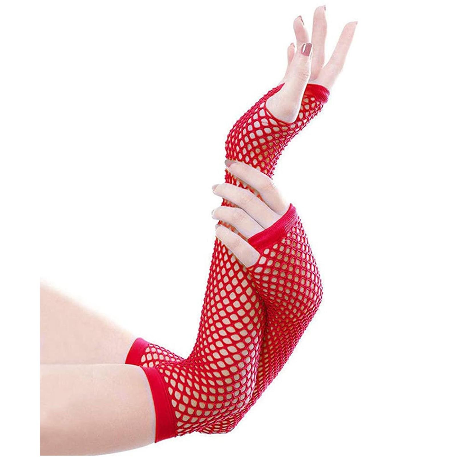

Женские ажурные перчатки без пальцев в стиле панк-рок-готический костюм, длинные перчатки для вечеринок красный