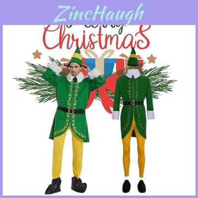Unisex Christmas Elf Costume Set For Adults Soft Polyester And Camel Wool Fabric