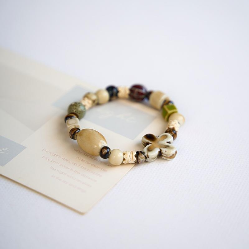 Летний керамический браслет Jingdezhen женский универсальный керамический бусины этнический стиль бабочка браслет оптом