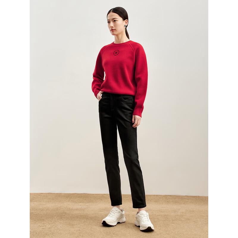 JUZUI Women's Embroidered Round Neck Winter Sweater