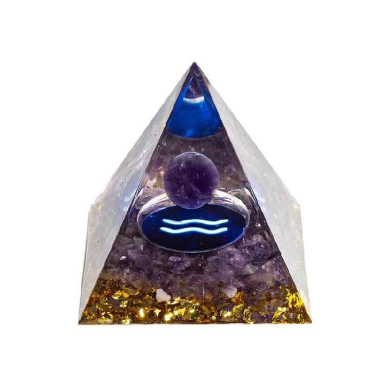 12 Zodiacs Orgone Crystal Pyramid,Amethysts Obsidians Healings Crystals Pyramid Constellations Pyramid for Money Health