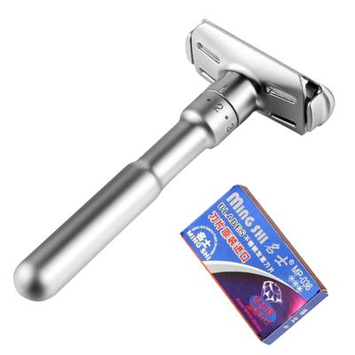 Rasoio di sicurezza per uomo Double Edge, rasoio da barba classico in lega di zinco con 5 lame di ricambio in acciaio inossidabile