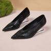 New Retro High Heels Women's Thin Heel Temperament Design Versatile Pointed French 7cm Wedge Heel Women's Shoes