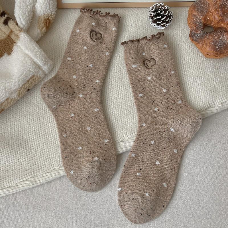 Gray-Blue Wool Socks Children'S Warm Ideas Yarn Twist Medium Tube Socks Fleece Thickened Winter Confinement Socks