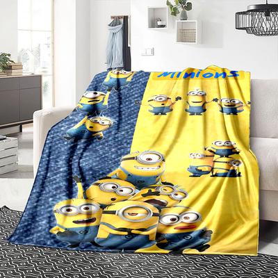 Minions Denim Background Blanket Soft Throw Blanket For Home Bedroom Bed Sofa Travel Office Solid Christmas Blanket