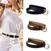 Simple Deisgn Women Thin PU Leather Belt Fashionable Skinny Waist Accessory for Jeans and Dresses with Gold Pin Buckle