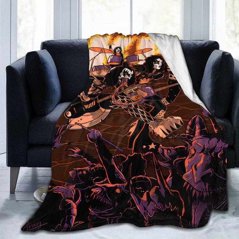 KISS Rock Band Pătură imprimată 3d Pătură de flanel Pătură super moale din lână Pătură caldă pentru dormitor, canapea, canapea, cadouri