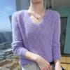 Maglione in cashmere da donna Qinghe cashmere 30% cashmere 30% visone 30% lana 10% nylon Maglione in cashmere spesso da donna autunno e inverno morbido e caldo