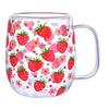 Shangqi Pink Strawberry Double Wall Glass Coffee Cup, 350ml (2-Pack)