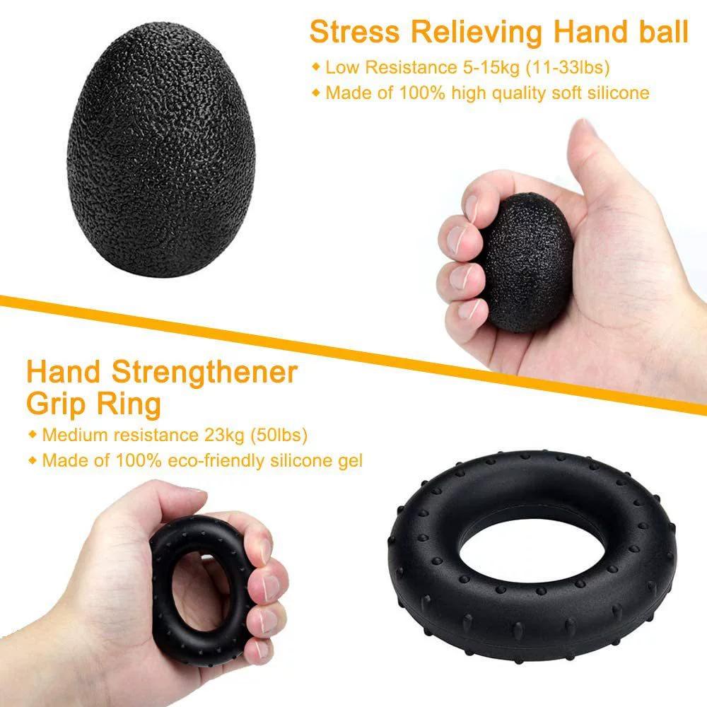 Gym Fitness Adjustable 10-60KG Hand Grip Set Finger Forearm Strength Muscle Recovery Hand Gripper Exerciser Trainer Ball 5pcs