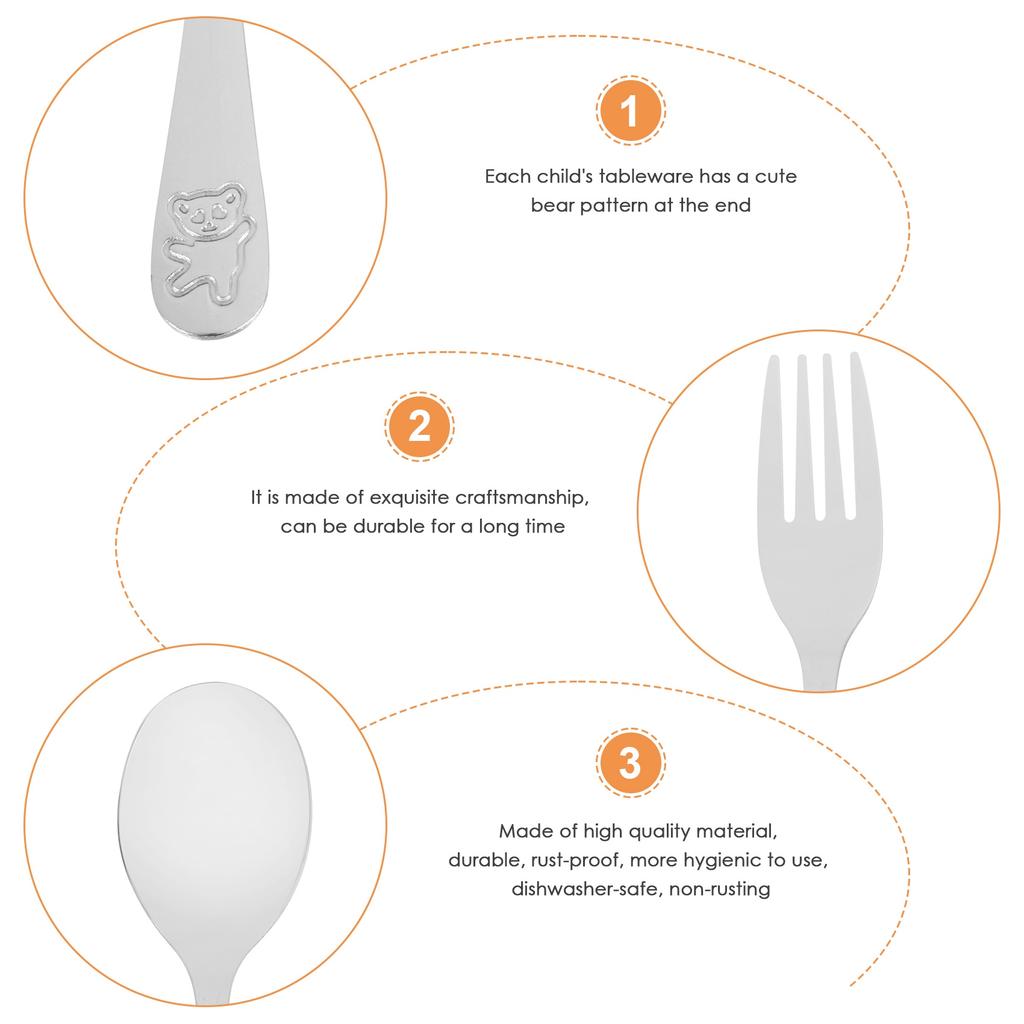 Good-Kids Silverware Stainless Steel Children's Safe Flatware Little Bear Child Spoon And Fork Set Toddler Utensils