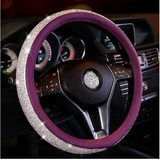 Car Steering Wheel Cover Daisy Flowers Anti Slip Sweat Absorbing Universal 38cm Diamond Crystal Woman Styling Car Interior