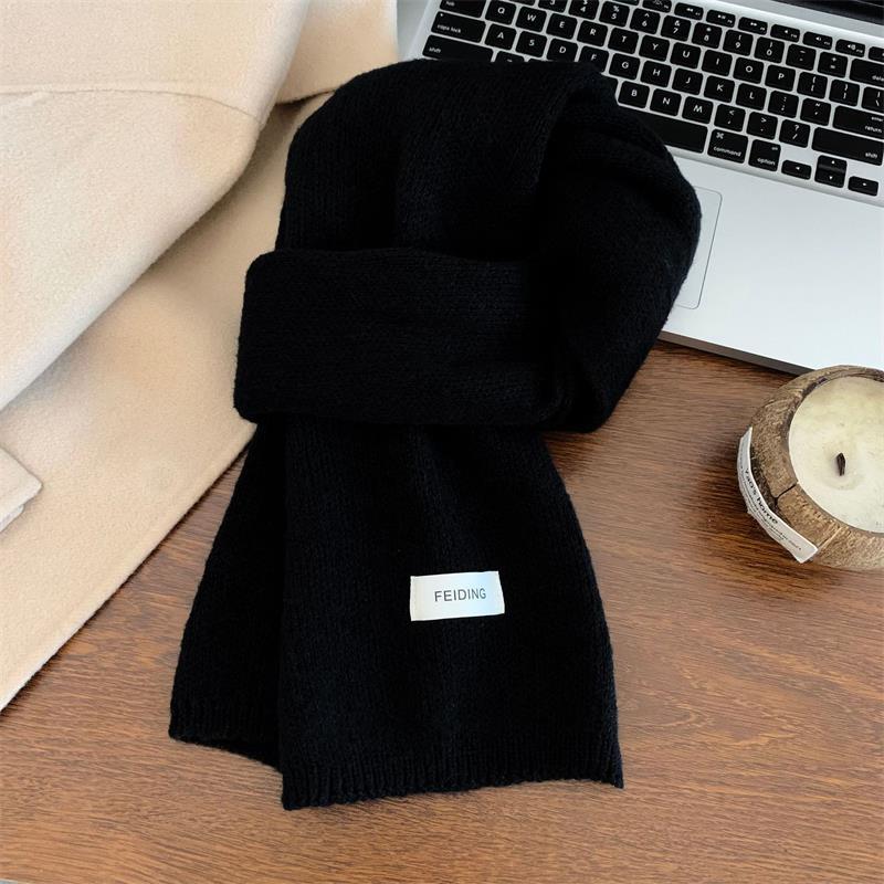 

Cute Solid Color Plush Knitted Scarf Winter Warm Cold-proof Neck Guard Scarf Student Neckband Girly Fashion Accessory Christmas