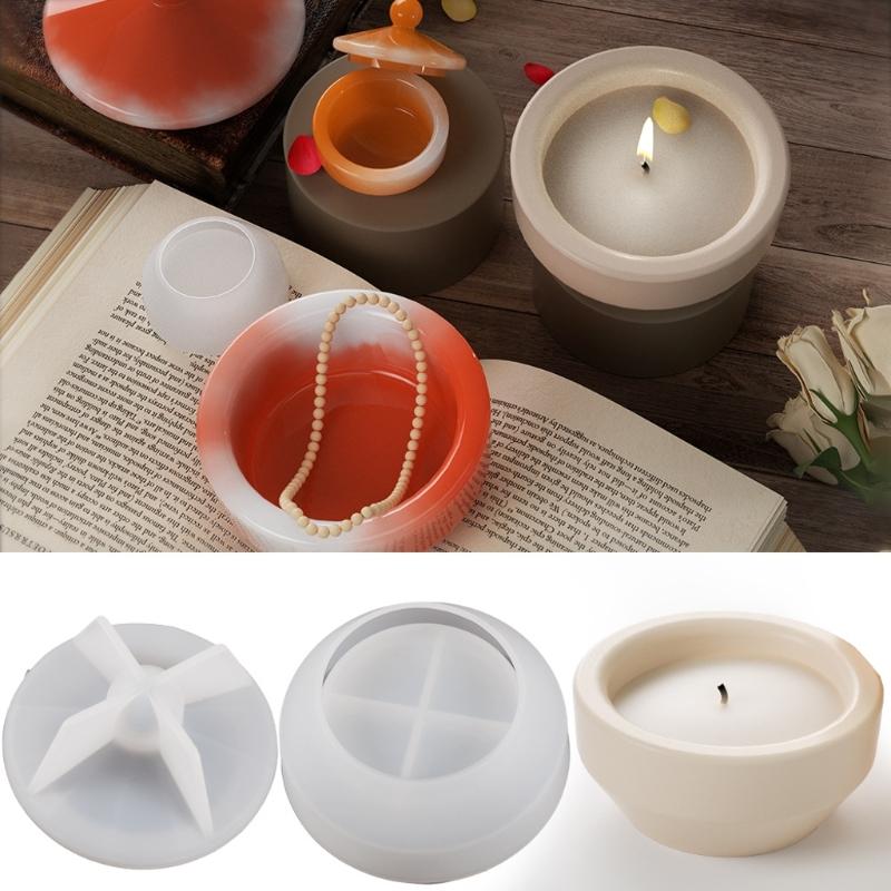 Stampo in Resina Epossidica Stampi Scatola Portagioie a Forma Rotonda Contenitori di Stoccaggio Stampo Materiale Silicone Regalo per Amante dell'Artigianato Fai da Te