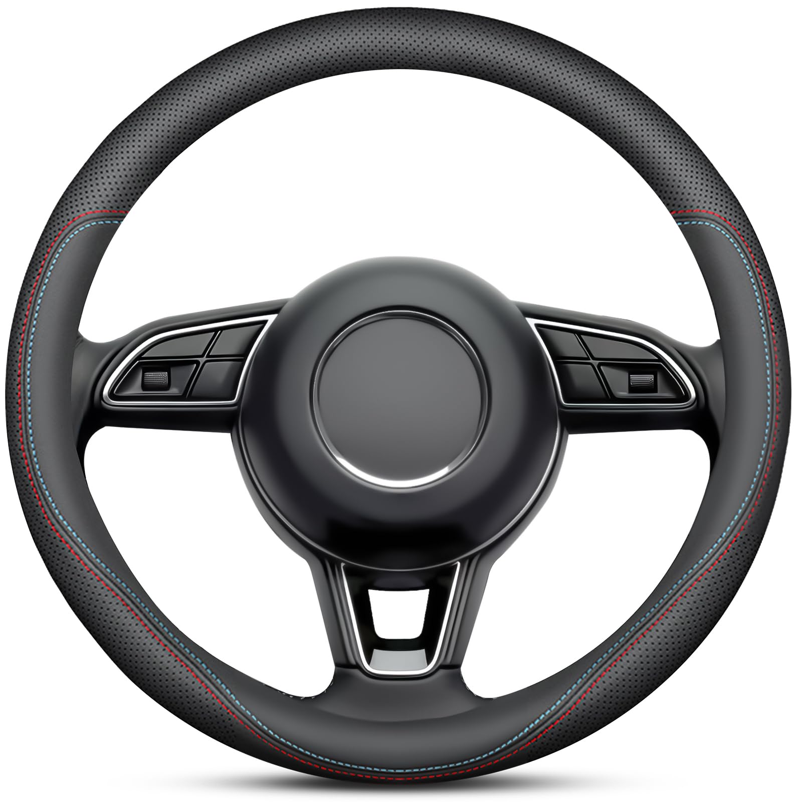 

INTEREVO Premium Steering Wheel Small Black Construction Fits Kei and Standard Cars Sporty Car Cover, (36.5-37.9cm), Non-Slip, Antibacterial, чорний