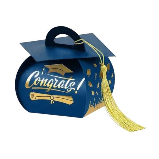 Graduation Cap Gift Boxes Class of 2026 Candy Treat Chocolate Box with Tassel Grad Party Table Centerpiece for Ceremony Graduation Party Favors синий