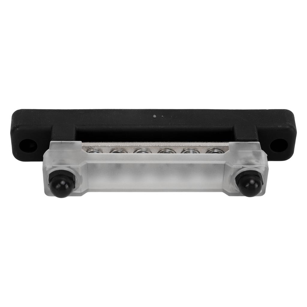 6 Terminal Bus Bar with Cover 48V 150A 2 Studs Power Distribution Block for Car Boat Marine Caravan RV Black