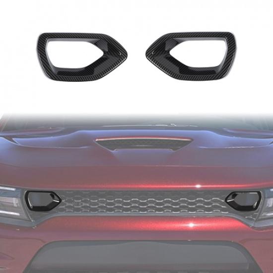 

Carbon Fiber Front Bumper Grill Grille Cover Trim For 2015+ Dodge Charger