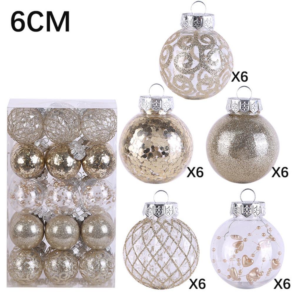Plastic Christmas Tree Balls 6CM Xmas Baubles Fashion Christmas Ball Set  Home