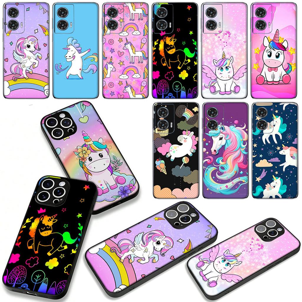 Cute Pink Unicorns Rainbow Cover Phone Case for Samsung Galaxy S25 S23 S22 S24 FE Ultra Plus A56 A05 A06 A15 A16 A57 S7 Edge