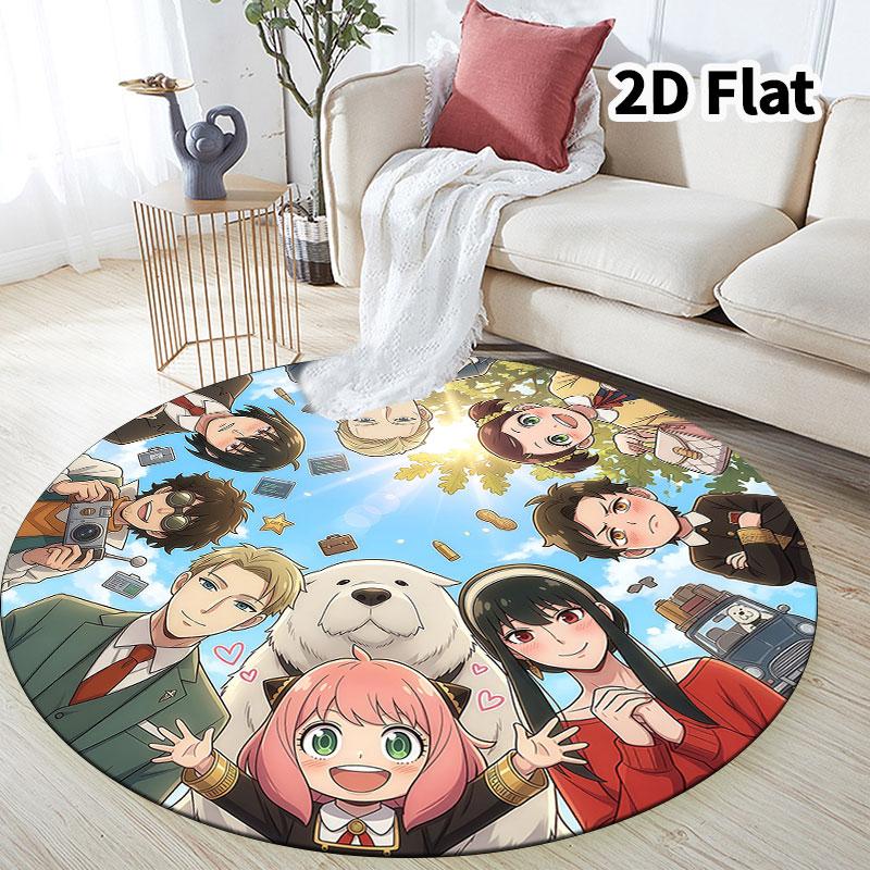 Spy Family Round Area Rug Carpet Rug For Living Room Bedroom Sofa Playroom Decor Nonslip Floor Mat