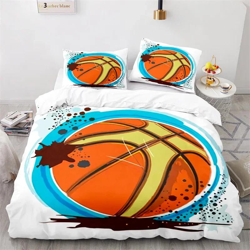 Boys Basketball Sports Theme Ball Comfortable Duvet Quilt Cover Pillowcase Bedding Set Children Bedroom Decoration Home Textile