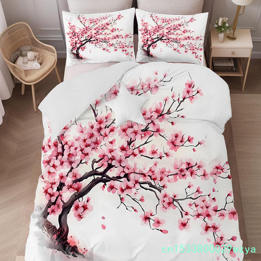 Japanese Mount Fuji Sakura Tree Flower 3D Printed Quilt Cover Sets Fashion Art Exquisite Home Textiles Duvet Cover Pillowcases