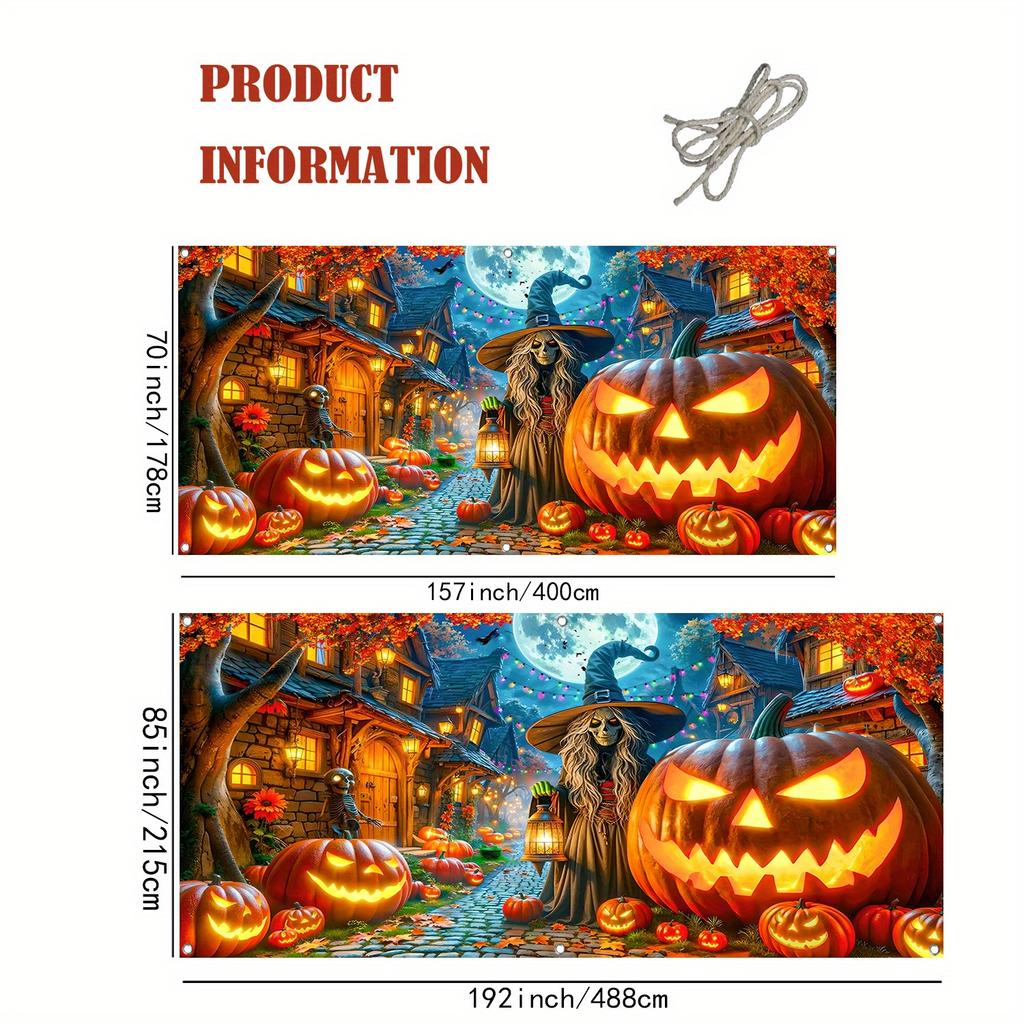 Eén Halloweentown Heks - Halloween Garagedeur Banner, Grote Stoffen Muurdecoratiezyc