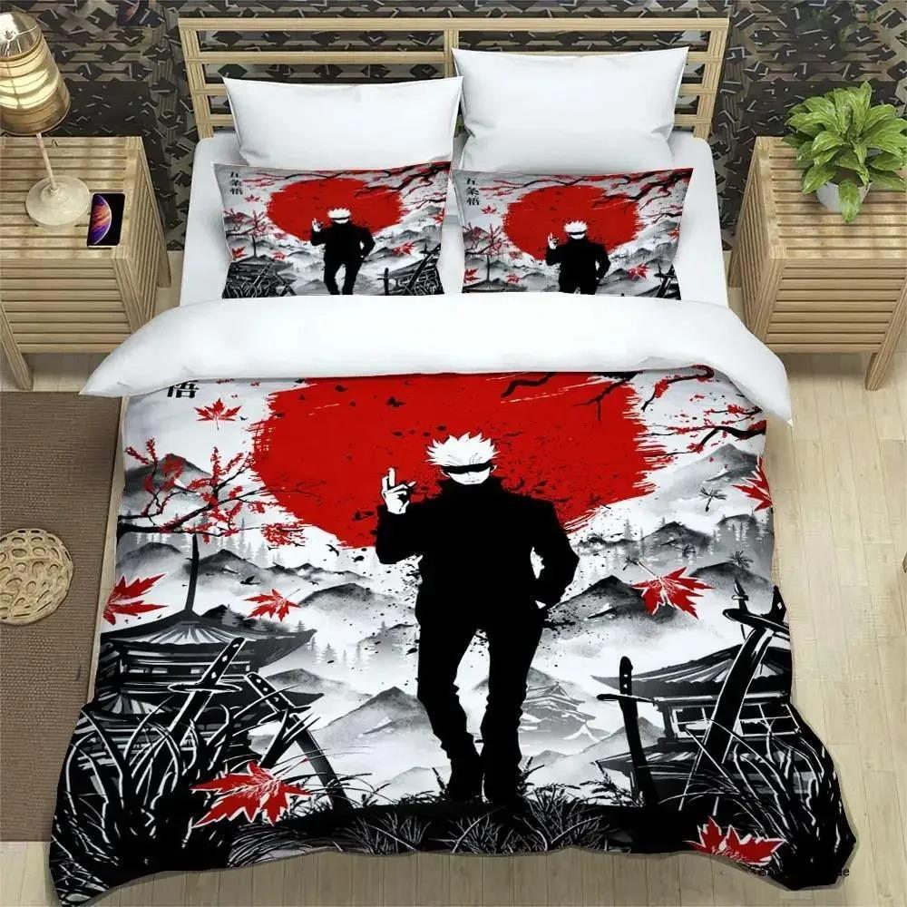 3D Anime Jujutsu Kaisen Satoru Gojo Χριστουγεννιάτικο Δώρο King Twin Διπλό Παιδικό Σετ Κλινοσκεπασμάτων Μικροΐνες ή Πολυεστερικό Σετ Παπλωματοθήκης