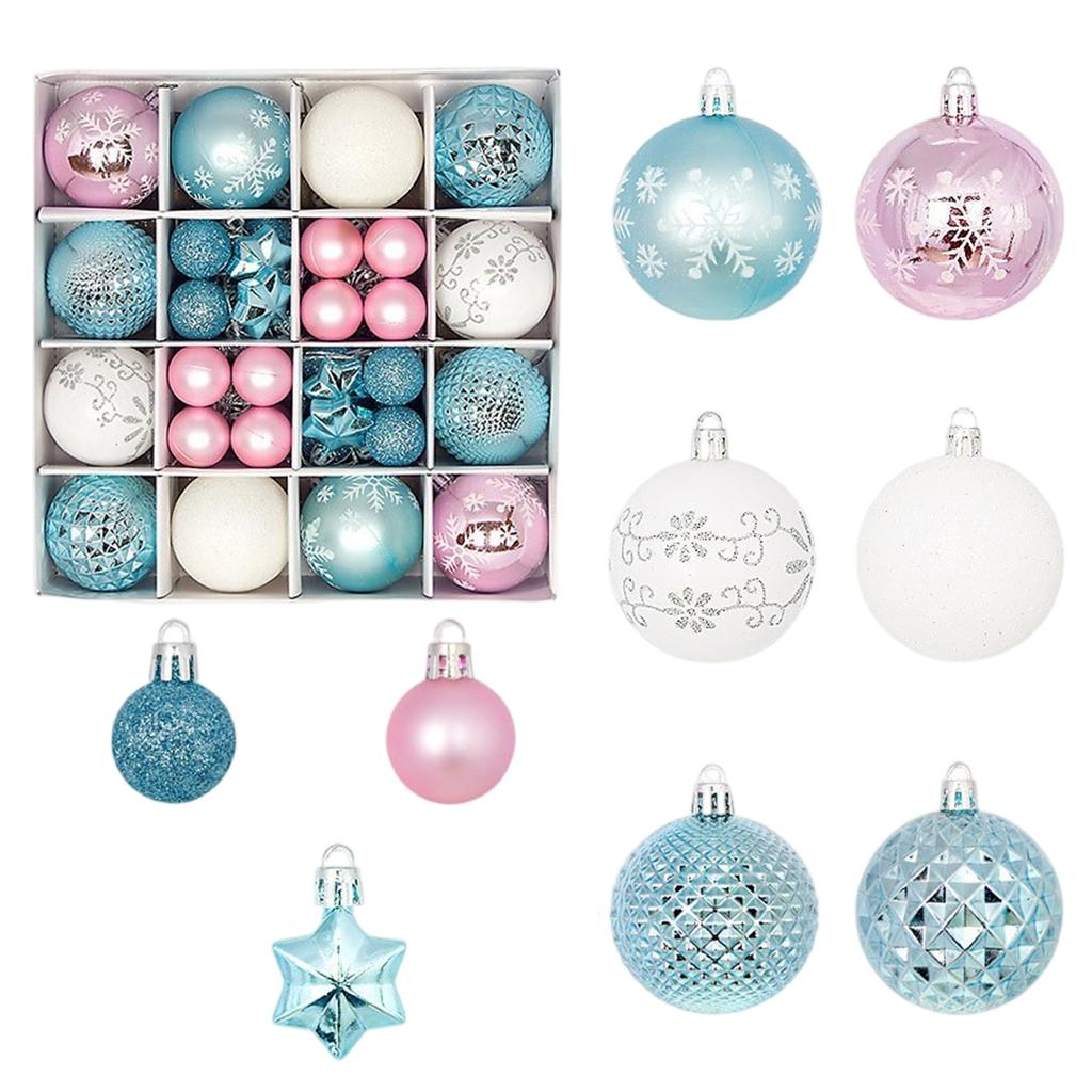 44pcs Christmas Tree Ornament Plastic Ball Decorations For DIY Crafts And Painted Designed Boxes Pendant