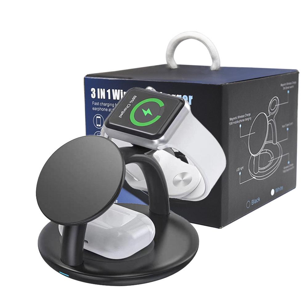 3-in-1 Magnetic Wireless Charger Stand for Phone, Earphones, and Watch