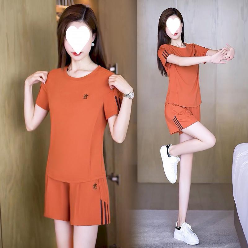 Fashion Casual Sports Suit for Women Summer Thin Fashion Short-sleeved Shorts Two-piece Set