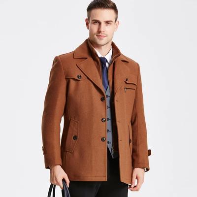 Men's Wool Windbreaker Middle Long Men's Wool Coat Men's Windbreaker Coat Outer Wear Clothing Garment