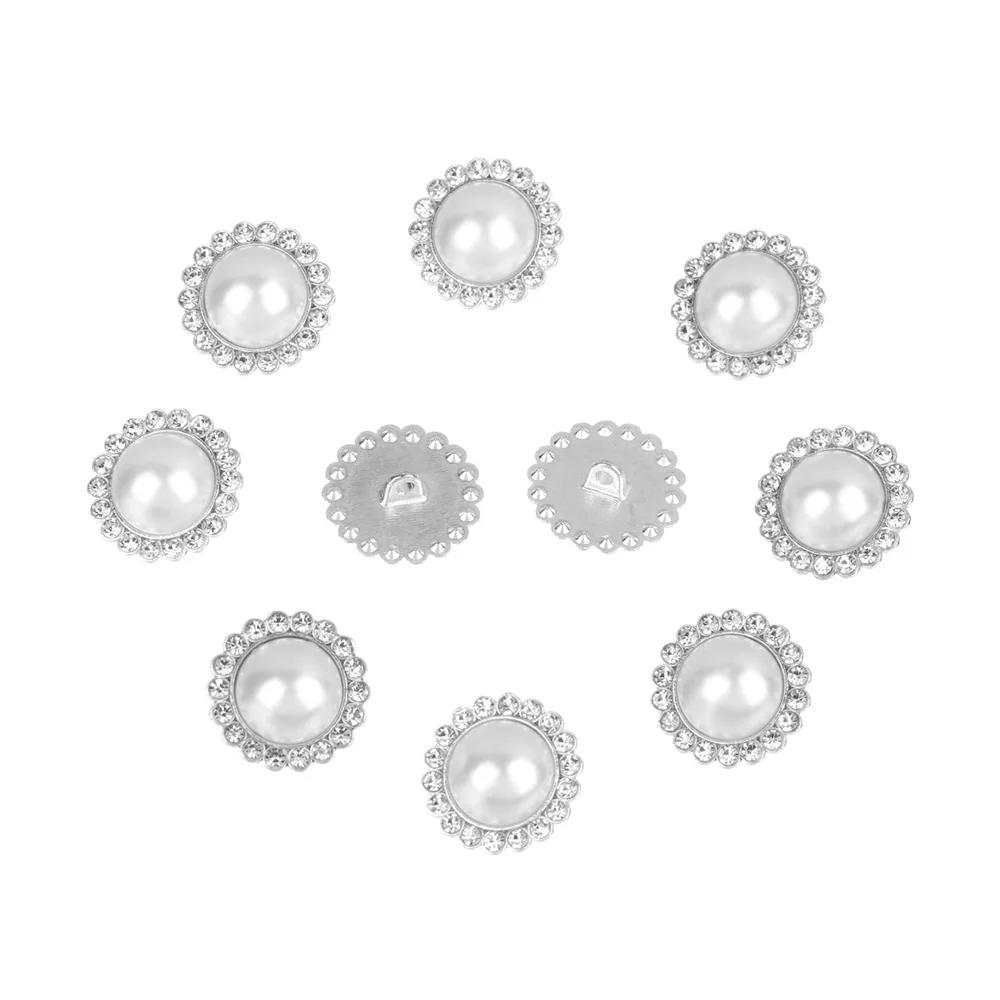 10 Pezzi Lega Strass Lucidi Perla Bottoni per Abbigliamento DIY Cucito Abbigliamento Bottone Lavorazione a Maglia Fatta a Mano Accessori Decorativi per Cucito