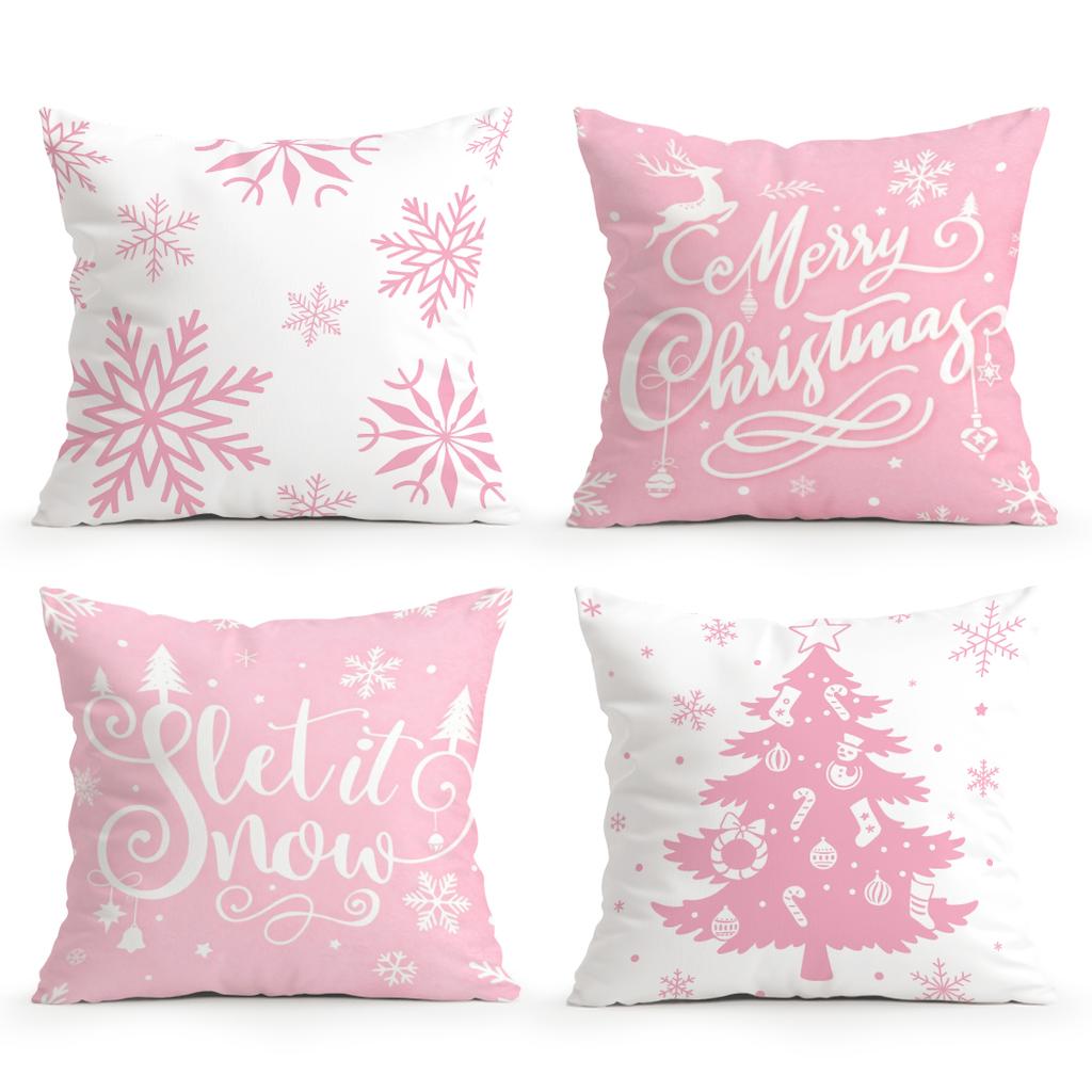 Christmas Snowflakes Pillowcase Printed Polyester 40/45/50cm Throw Pillowcover Decorative Sofa Cushion Pillowslip Home Decor