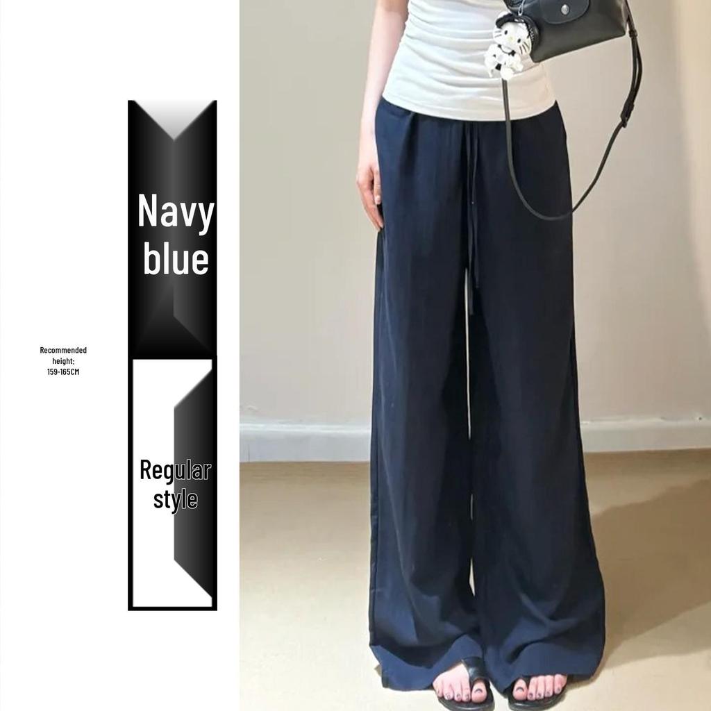 Women's Korean Style Loose Wide-Leg White Pants, Spring 2026 High-Waisted Straight-Leg Design