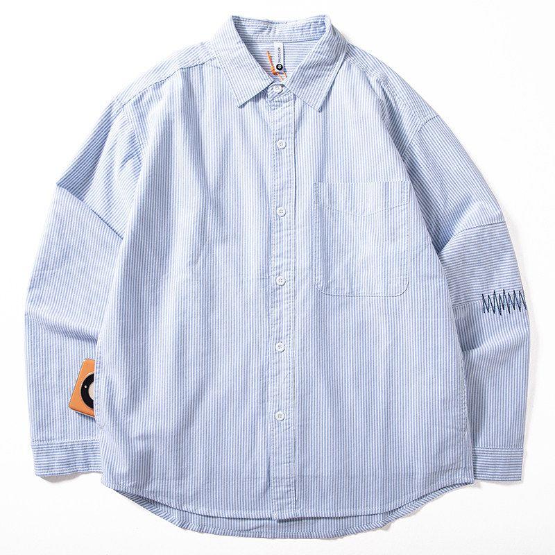 Men's Shirt 2024 New Vintage Striped Pure Cotton Long-Sleeve Trendy Cool Loose Casual Versatile Shirt Fashion