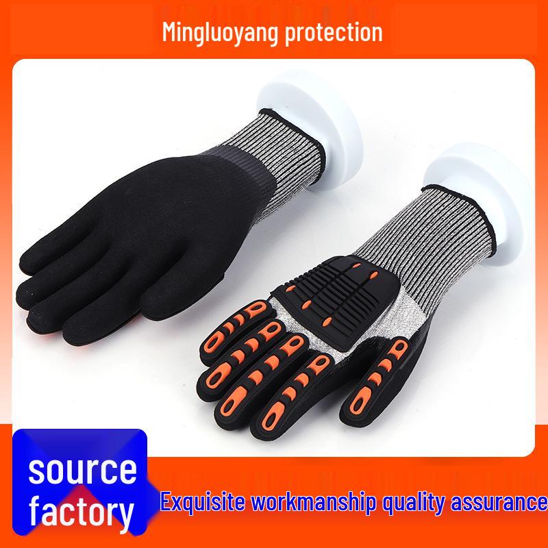 Shockproof Level 5 Cut-Resistant Latex Gloves with Anti-Smash, Anti-Collision, and Wrinkle Protection for Labor Safety.